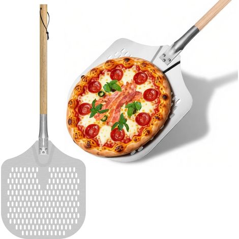 Pelle à Pizza 30 cm /12 Pouces Pelle Pizza perforée Aluminium avec Grande Surface et Poignée Amovible (1/5)