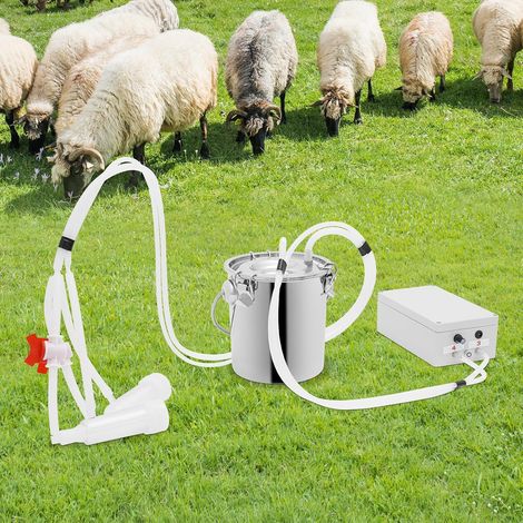 Machine à traire à pulsation avec récipient en acier inoxydable de 3 l, machine à traire électrique pour chèvres et vaches avec débit de 15 l/min, système de traire automatique sous vide (1/5)