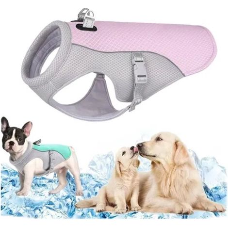 Chaleco refrescante para perros (verde, XXXL), Con anilla en D ajustable, Abrigo de malla transpirable para perros, Protección UV, paseos, caza (1/5)