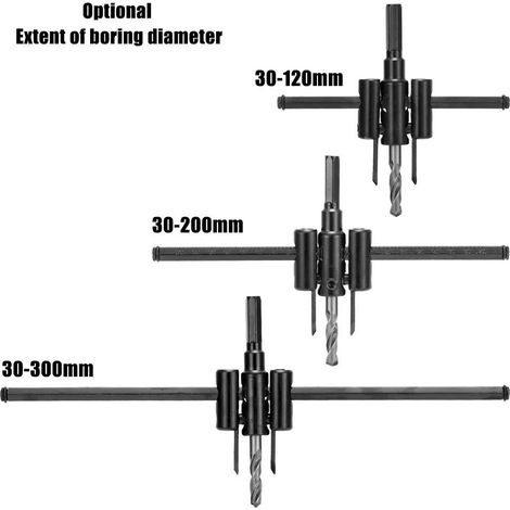 Kit de scie cloche à bois réglable pour ouverture de cercles de 30 à 120 mm (1/4)