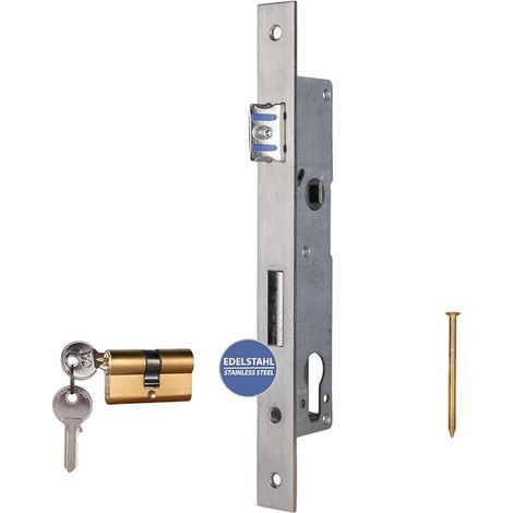 Mortise lock with profile cylinder for rotating gates, barrel distance: 20 mm, for garden doors, tubular lock, suitable for frame profiles (1/3)