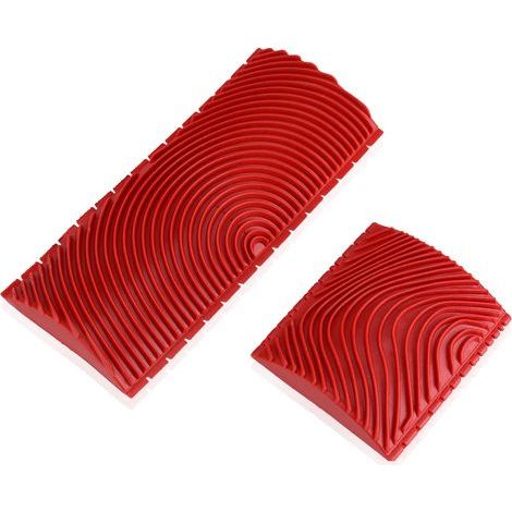 Brosse murale en caoutchouc pour grain de bois, outils de peinture, motif de Texture, outil de grattage, rouge, 2 pièces (1/5)