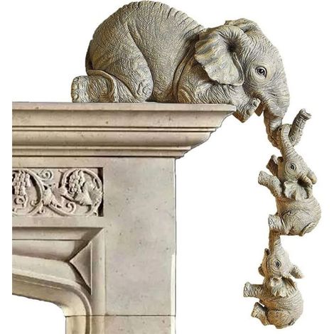 Suspension Éléphant Mère Et 2 Éléphants Bébés - Décoration Murale Salle De Séjour Chambre Enfants - Lot De 3 Pièces (1/5)