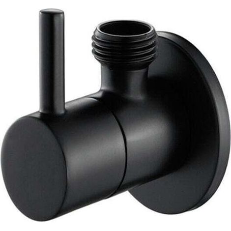 Vanne D'Arrêt Noire Robinet D'Angle Vanne De Dérivation En Laiton Vanne De Toilette Connecteur De Pommeau De Douche Raccord En Laiton Massif Fixation À La Grue (1/4)