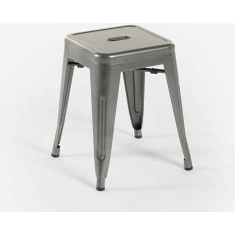 tabouret haut de bar cuisine industriel en acier métallique steel rocket. - Gris foncé (1/4)
