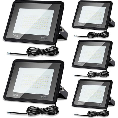5x projecteur LED 50W, projecteur de chantier, à fixer à l'extérieur, blanc chaud (1/5)