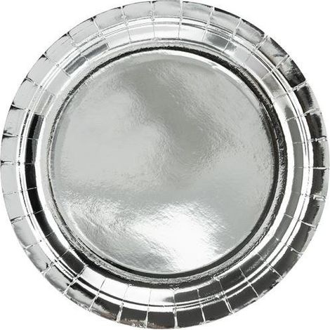 Assiettes rondes, argentées, 23 cm (1 paquet / 6 pièces) (1/2)