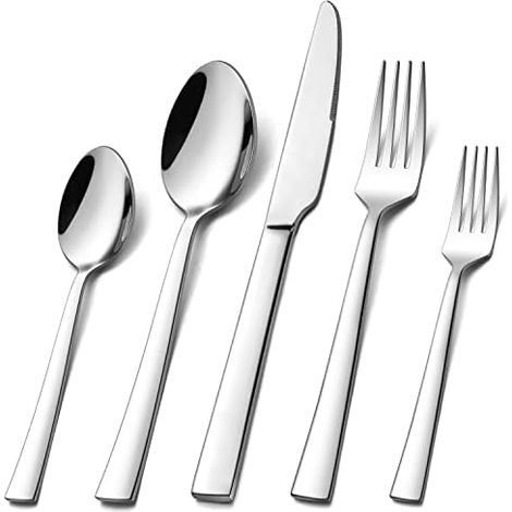 Homikit Set Couverts 30 Pièces Inox pour 6 Personnes, Coutellerie Couteau Fourchette Cuillère, Lave-Vaisselle (1/5)