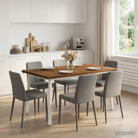 vidaXL 140 x 80 x 75 cm Madera de Acacia Sólida Natural y Blanco (1/5)