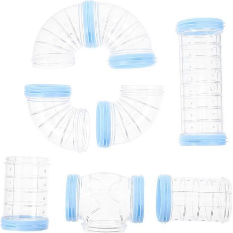 1 ensemble de tubes en plastique pour cage à hamster, connecteurs pour labyrinthe, éléments extérieurs pour cage à hamster à monter soi-même-15.00X6.00X6.00CM-Blue (1/3)
