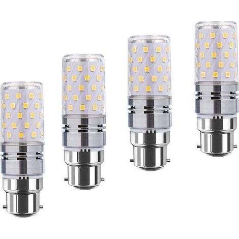 Bombillas LED tipo maíz B22 de 12 W, equivalentes a bombillas incandescentes de 100 W, 1200 lm, luz blanca cálida de 3000 K, bombillas decorativas tipo candelabro con base de vela B22, lámpara LED no (1/5)