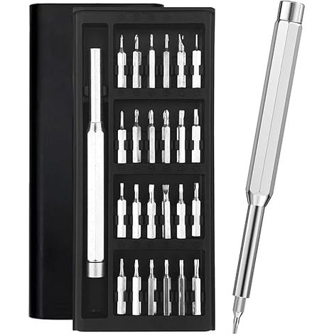 24-in-1 Präzisionsschraubendreher-Set, magnetisches Schraubendreher-Set, tragbares Mini-Schraubendreher-Set mit Clip-Basis, zur Reparatur von Handys, Tablets, Uhren, Brillen und Elektronikgeräten