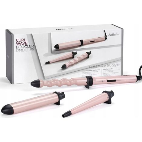 Fer à boucler Babyliss Curl&Wave Trio MS750E à 3 embouts, chauffe jusqu'à 210 °C, gant inclus