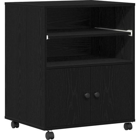 Support d'imprimante avec stockage Chêne noir 60 x 48 x 74 cm