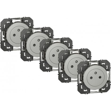 LEGRAND Lot de 5 prises avec terre Dooxie, LEGRAND, aluminium