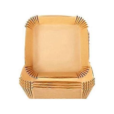 Quadratische Einweg-Papiereinlagen für Heißluftfritteusen, antihaftbeschichtete Backpapiereinlagen, wasserdicht-Wood Color 100pcs