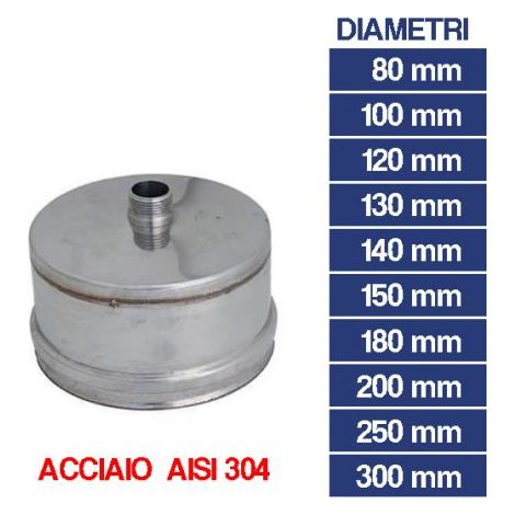 TAPPO SCARICO CONDENSA ACCIAIO INOX TUBO STUFA PELLET CAMINO CANNA FUMARIA24431V 80 (24431)