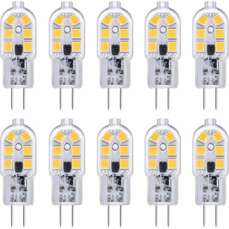 Ampoule G4 LED 12V 2W Blanc Froid 6000K, 200LM, Équivalent Halogène G4 Bi-pin 10W 20W, LED Lampe G4 12V AC/DC pour Camping Car/Hotte Cuisine, non-dimmable, lot de 10 (1/5)