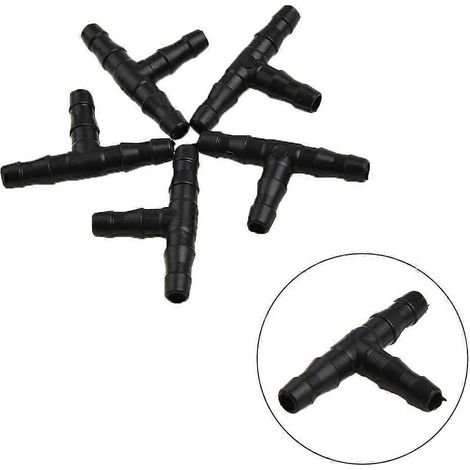 50 raccords en T en plastique pour tuyaux d'irrigation goutte à goutte de 4/7 mm (1/4)