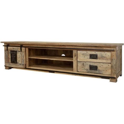 TV-Board Mango 200x55x50 natur lackiert RAILWAY 136