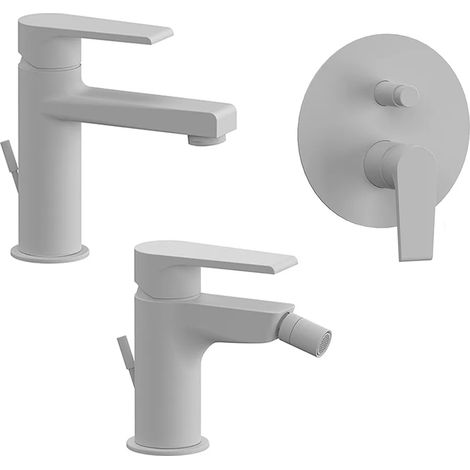 Set miscelatori lavabo bidet e doccia incasso bianco opaco Mariani Artic (1/5)