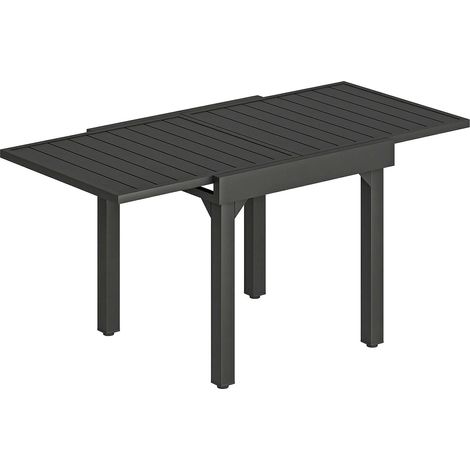 Tavolo da Giardino Allungabile 80-160x80x75 cm con Piano a Doghe in Alluminio e Acciaio Nero (1/5)