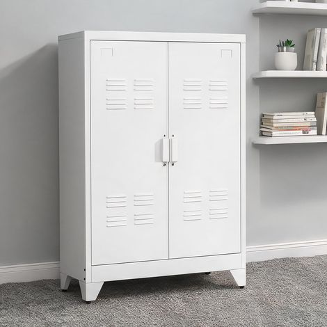 Meuble de rangement de bureau branco en métal 75 x 33 x 110 cm (1/5)