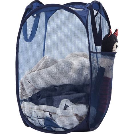 Le panier à linge carré en filet pliable est facile à ouvrir et à plier, idéal pour ranger le linge sale et le transporter. (1/5)