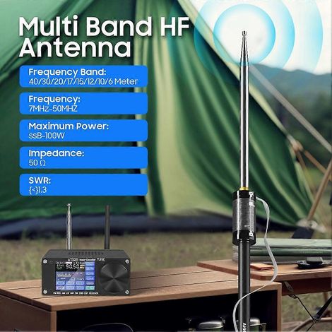 Antenne radioamateur haute fréquence JPC-12 avec curseur, couvrant toute la bande 7 MHz-50 MHz, bande 40 m-6 m, compatible avec une utilisation en extérieur. (1/5)