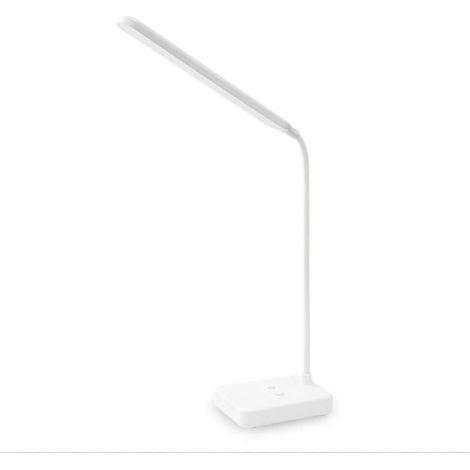 Lampe de bureau, trois réglages de température de couleur, support pour téléphone portable et col de cygne flexible pour travailler et bricoler (blanche) (1/5)