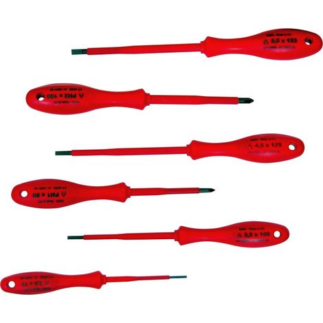 Tournevis mega 10503 1000V dureté 58 HRC 6 pièces