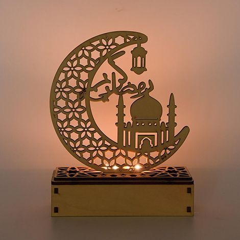 LED-Tischleuchte für Ramadan aus kunstvoll geschnitztem Holz, langlebige Lichtdekoration für Feiern, handgefertigtes Designerstück (1/5)