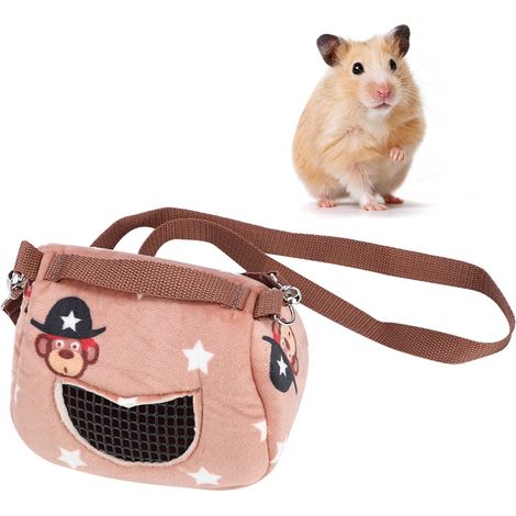 Sac de transport de Hamster en flanelle de café, Portable et respirant, pour petits animaux de compagnie, cochon d'inde, écureuil, ChinchillaL (1/5)