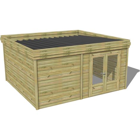 ABRI DE JARDIN bois traité 27mm, 4,7x4,3m, 20m2