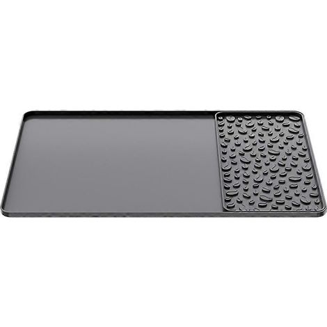 Tapis de bar à café en silicone gris, 40 x 60 cm, avec égouttoir amovible et bords surélevés anti-éclaboussures. (1/5)