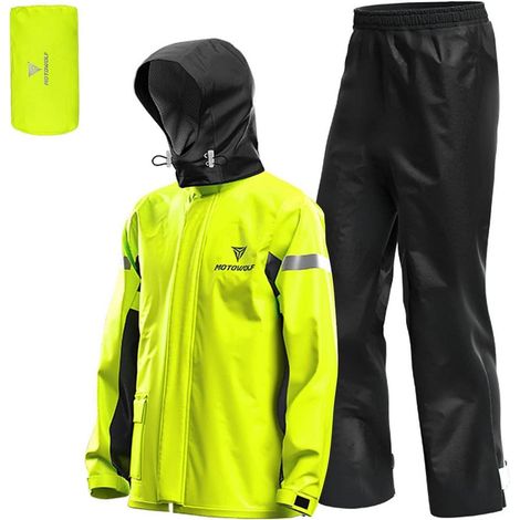 Lixada Herren Motorrad Regenanzug Reflektierend Wasserdicht Gelb XL (1/5)
