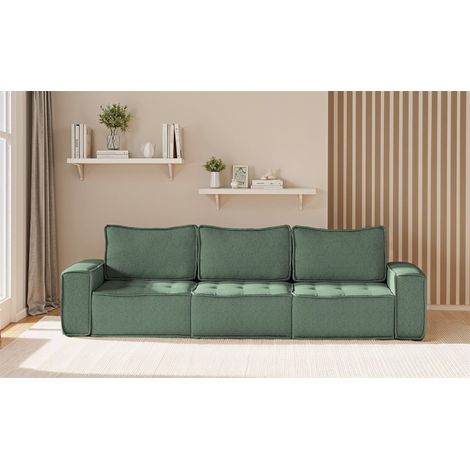 Sofa Modulsofa 3-teilig SANDE 3-Sitzer Stoff Raven Flaschengrün (1/5)