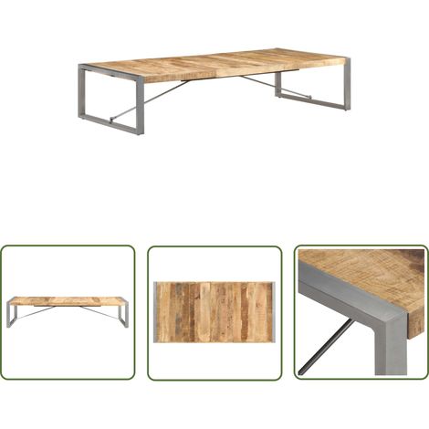 The Living Store Table basse 180x90x40 cm Bois de manguier brut - Table Basse Industrielle - Table Basse Bois - Table Basse Design - Meubles Industriels - Mobilier Salon (1/5)