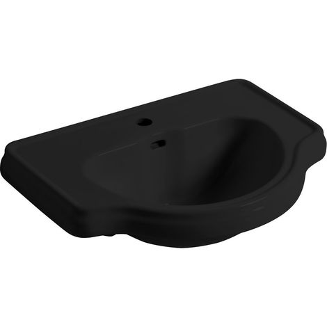 Lavabo semi-encastré RETRO en céramique 62x45,5cm, noir mat (1/2)