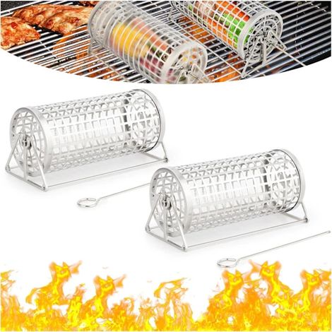 Panier à griller roulant pour légumes et fruits, accessoires de gril ronds multifonctionnels (2 pièces) (1/5)