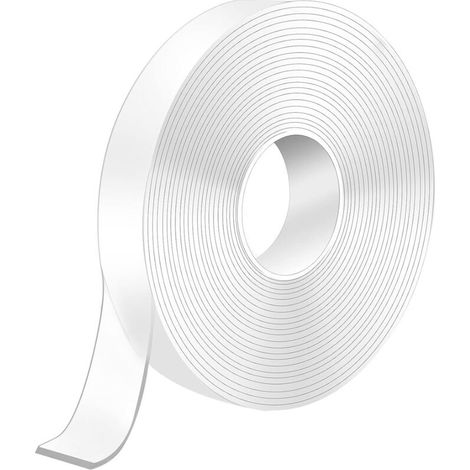 5M Scotch Double Face Extra Fort, 5M x 2CM x 2MM Scotch Transparent Double Face Lavable, Réutilisable Ruban Adhésif Double Face Accroche Tableau (1/5)