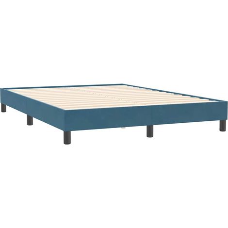 Bettgestell ohne Matratze Dunkelblau 140x210 cm Samt vidaXL (1/5)