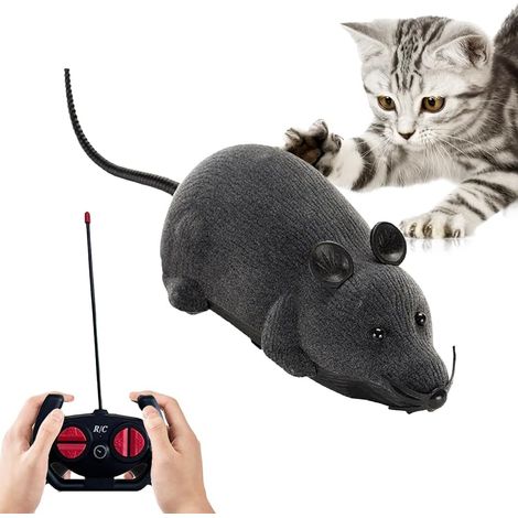 Cat Toy Electric Play Mouse, Mouse with Remote Control, Remote Control, Fake Rat, Realistic Look RC Cat Toy for Cat Run and Against Boredom (1/5)