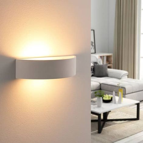 [NEUWERTIG] B-Ware Lindby Wandfluter Wandleuchte Gips Aurel Weiß Up Down Bemalbar 30 Cm E14
