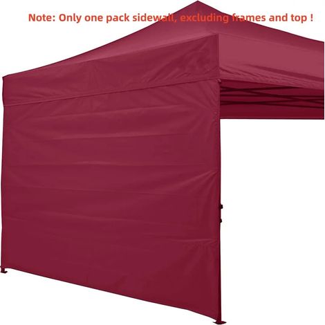 (Rouge, 3x1,95m) Paroi latérale pare-soleil pour tentes de gazebo pliables 3M, pieds droits, imperméable, tissu Oxford en polyester. (1/4)