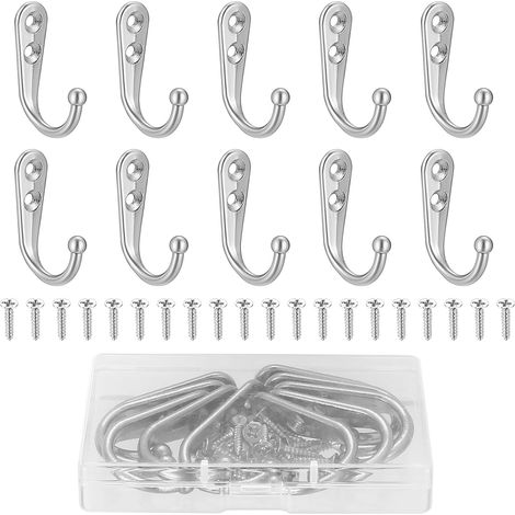 Set mit 10 Vintage-Metallgarderobenhaken, Retro-Wandhaken mit Schrauben