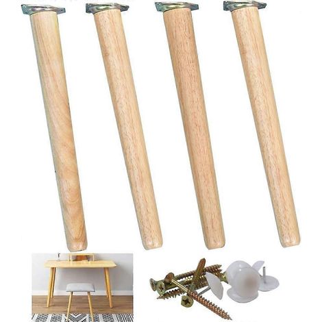 Ensemble de pieds de meubles en bois massif, 4 pièces, pieds de table en bois de hêtre, adaptés aux canapés inclinés et fuselés, peuvent remplacer les pieds de tables, armoires, tables basses, bancs, (1/5)
