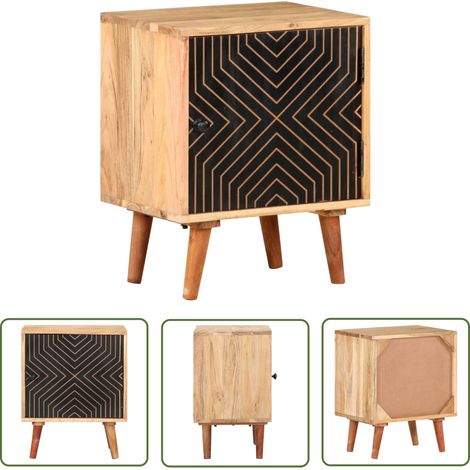 The Living Store Nachttisch 40x30x50 cm Akazie Massivholz - Nachtisch - Akasienholzmöbel - Wohnzimmer Dekoration - Schlafzimmereinrichtung - Holznachtschränkchen (1/5)