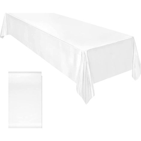 Tischdecke aus Baumwoll-Leinen-Satin, weicher Stoff, quadratische Tischdecke, Wohnzimmerserviette (Weiß) (1/5)