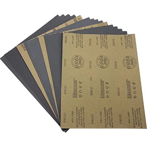 15 pièces 230 x 280mm Nass - et - Trocken Schleifblätter pour Handwerk verre métal Rostentfernung, Papier abrasif (400 (1/5)